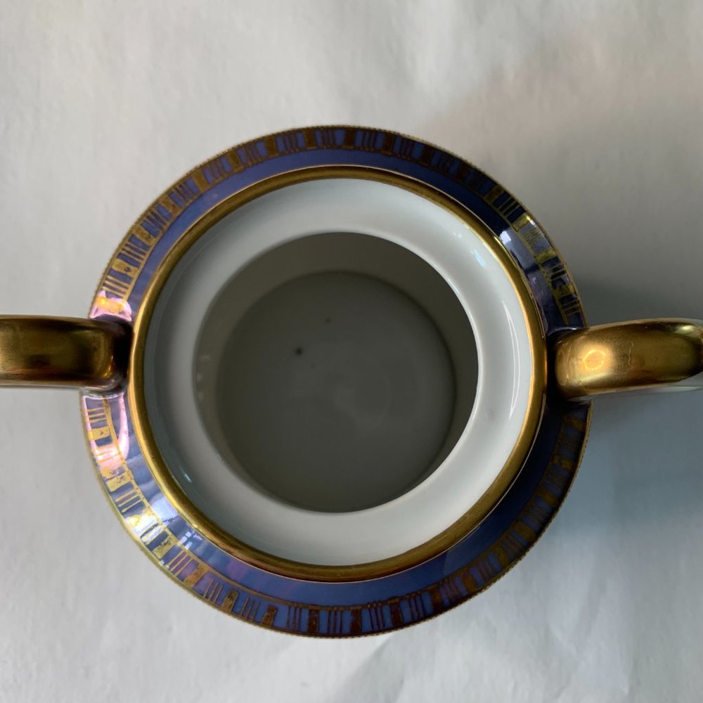 VINTAGE NORITAKE IRIDECENT PURPLE HANDPAINTED CREAMER & SUGAR BOWL MADE IN JAPAN - Picture 3 of 11